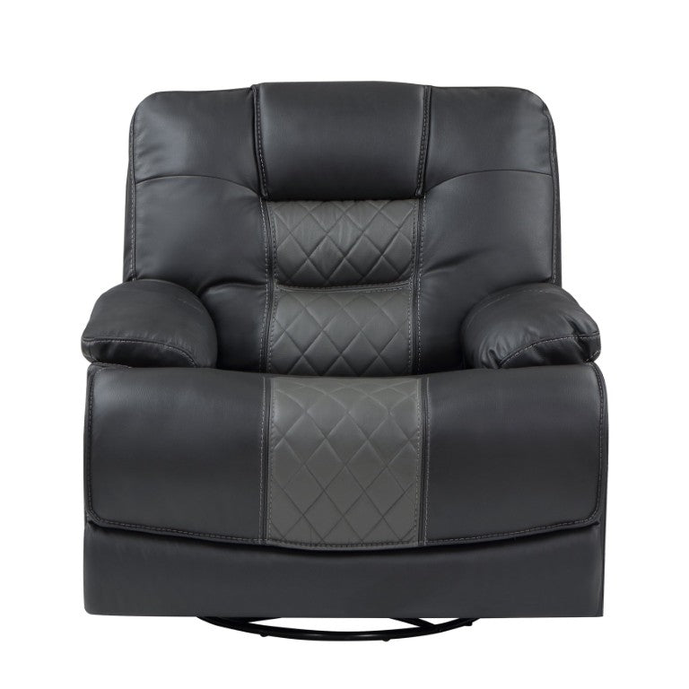 English Elm Swivel Glider Recliner with Diamond Stitched Faux Leather and Pocket Coil Seat Support B011P576173