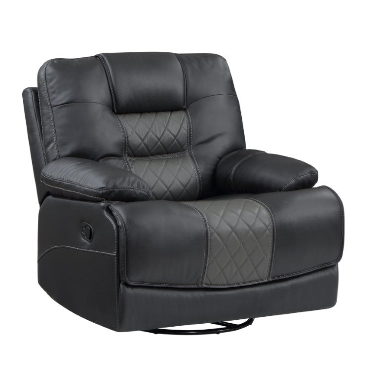 English Elm Swivel Glider Recliner with Diamond Stitched Faux Leather and Pocket Coil Seat Support B011P576173