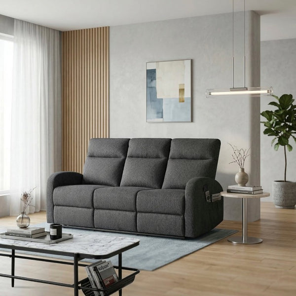 English Elm Double Reclining Sofa with Pocket Coil Support and Wall Hugger Design for Living Rooms Dark Gray Microfiber B011P576174