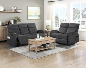 English Elm Double Reclining Sofa with Pocket Coil Support and Wall Hugger Design for Living Rooms Dark Gray Microfiber B011P576174