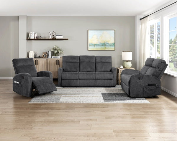 English Elm Double Reclining Sofa with Pocket Coil Support and Wall Hugger Design for Living Rooms Dark Gray Microfiber B011P576174