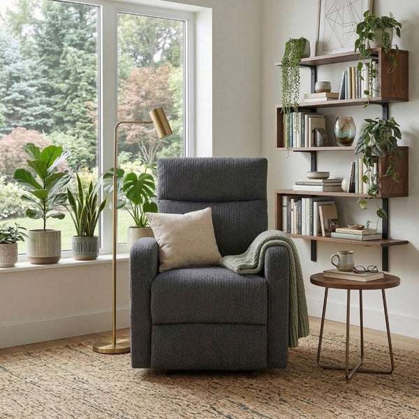 English Elm Reclining Wall Hugger Chair Microfiber Upholstered with Pocket Coil Support for Small Spaces B011P576176