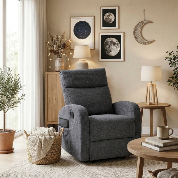 English Elm Reclining Wall Hugger Chair Microfiber Upholstered with Pocket Coil Support for Small Spaces B011P576176