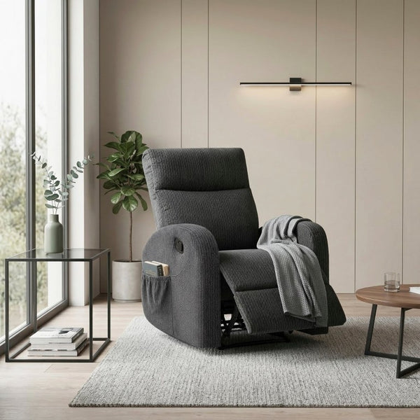 English Elm Reclining Wall Hugger Chair Microfiber Upholstered with Pocket Coil Support for Small Spaces B011P576176