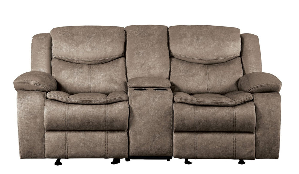 English Elm Double Glider Reclining Loveseat with Console Pocket Coil Microfiber Seating B011P576178