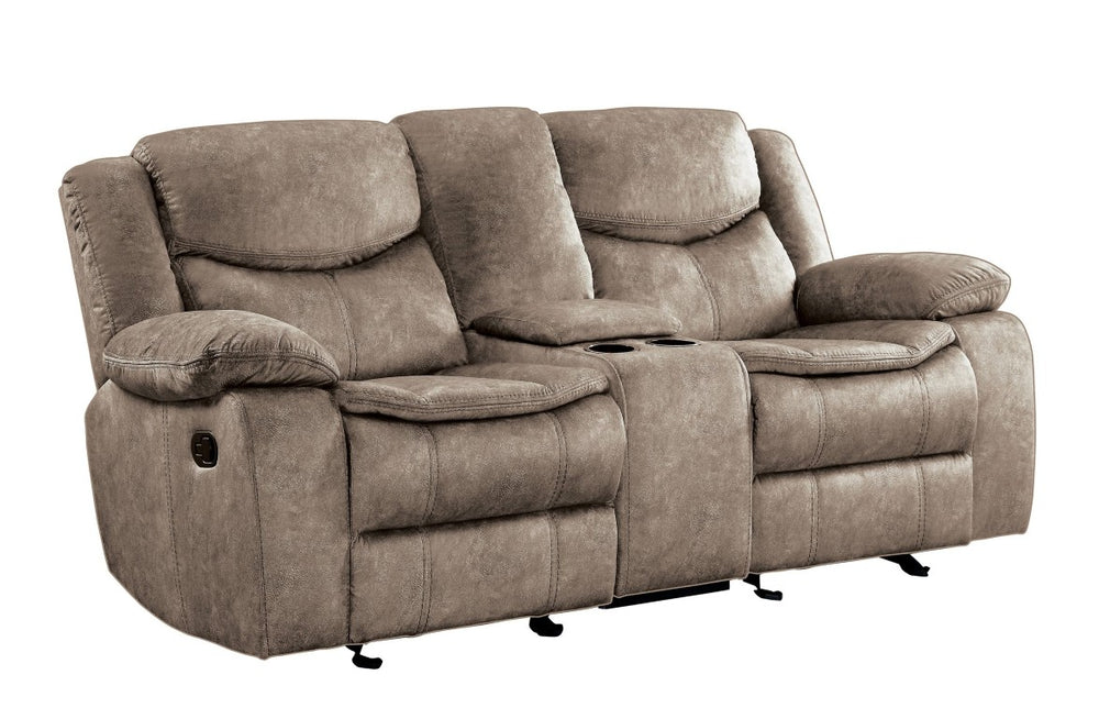 English Elm Double Glider Reclining Loveseat with Console Pocket Coil Microfiber Seating B011P576178