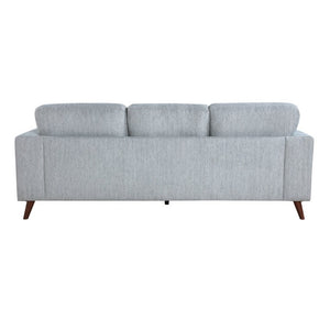 English Elm Sofa Mid-Century Velvet Upholstered with Walnut Legs and Pocket Coil Cushion Support Blue-Gray Chenille 87 L x 34 W x 34 H B011P576180