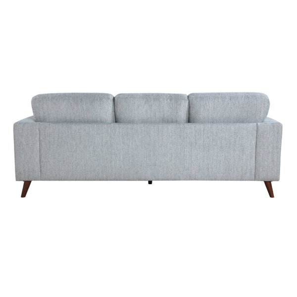 English Elm Sofa Mid-Century Velvet Upholstered with Walnut Legs and Pocket Coil Cushion Support Blue-Gray Chenille 87 L x 34 W x 34 H B011P576180