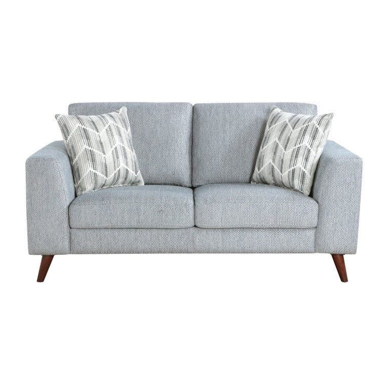 English Elm Love Seat Chenille Upholstered Two Seater with Foam Cushions and Decorative Pillows Blue-Gray B011P576181