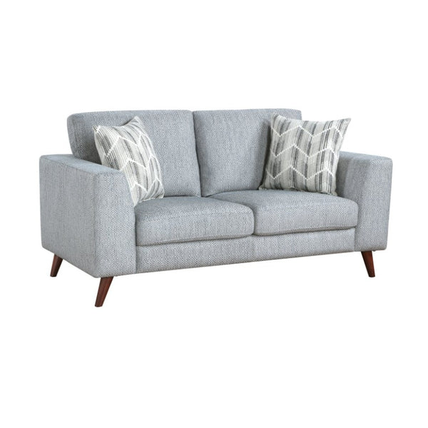 English Elm Love Seat Chenille Upholstered Two Seater with Foam Cushions and Decorative Pillows Blue-Gray B011P576181