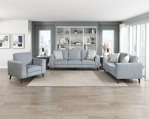 English Elm Love Seat Chenille Upholstered Two Seater with Foam Cushions and Decorative Pillows Blue-Gray B011P576181