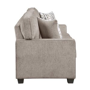 English Elm Sofa Mid-Century Velvet Upholstered with Walnut Legs and Pocket Coil Cushion Support Taupe Chenille 83.5 L x 35.5 W x 37.5 H B011P576187