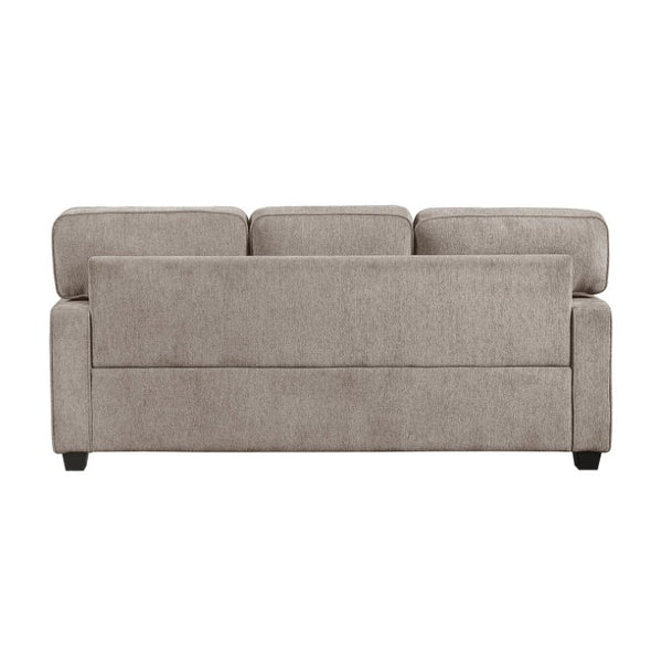 English Elm Sofa Mid-Century Velvet Upholstered with Walnut Legs and Pocket Coil Cushion Support Taupe Chenille 83.5 L x 35.5 W x 37.5 H B011P576187