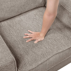 English Elm Sofa Mid-Century Velvet Upholstered with Walnut Legs and Pocket Coil Cushion Support Taupe Chenille 83.5 L x 35.5 W x 37.5 H B011P576187