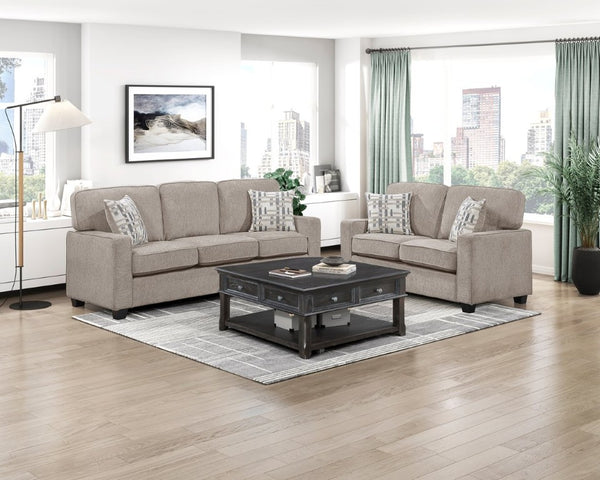English Elm Sofa Mid-Century Velvet Upholstered with Walnut Legs and Pocket Coil Cushion Support Taupe Chenille 83.5 L x 35.5 W x 37.5 H B011P576187