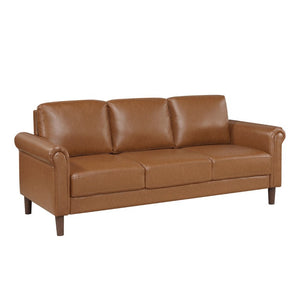 English Elm Power Reclining Sofa with Massage Heated Seating Wireless Charging and Wall Hugger Design Brown Faux Leather B011P576191