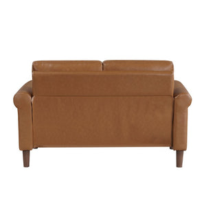 English Elm Love Seat Mid-Century Faux Leather Loveseat with Pocket Coil Support Tapered Legs Brown 57 L x 32 W x 33.5 H B011P576192