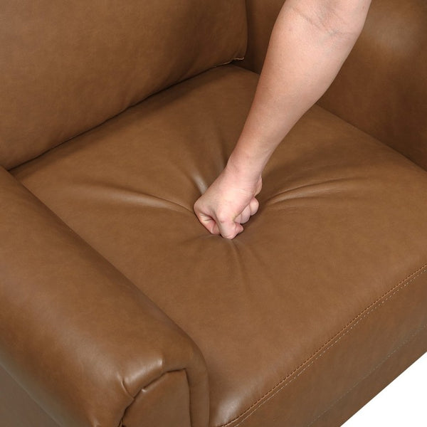 English Elm Love Seat Mid-Century Faux Leather Loveseat with Pocket Coil Support Tapered Legs Brown 57 L x 32 W x 33.5 H B011P576192