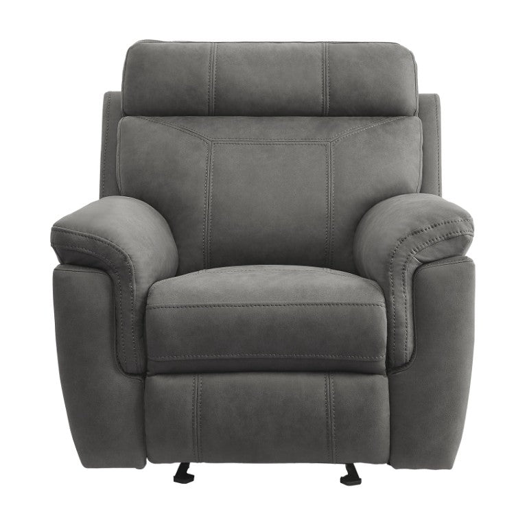 English Elm Glider Recliner Chair Pewter Microfiber Upholstered with Pocket Coil Foam Seating Support B011P576196