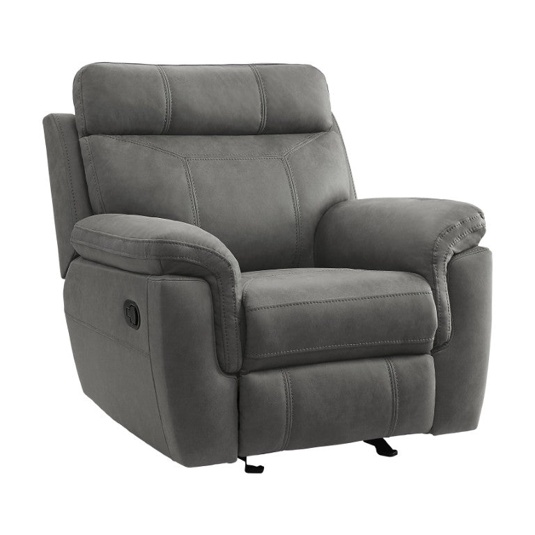 English Elm Glider Recliner Chair Pewter Microfiber Upholstered with Pocket Coil Foam Seating Support B011P576196