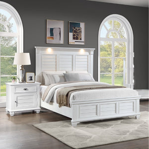 English Elm White Acacia Wood Nightstand with Felt Lined Drawer and Tapered Legs for Modern Bedrooms B011P576455