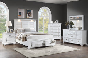 English Elm White Acacia Wood Dresser with Mirror Framed Drawers and Tailored Molding Detail 42 L x 18 W x 54 H B011P576458