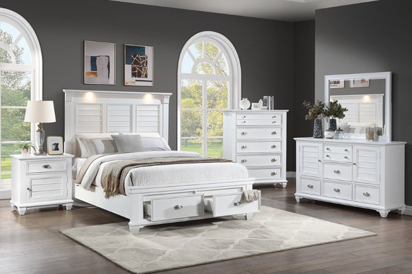 English Elm White Acacia Wood Dresser with Mirror Framed Drawers and Tailored Molding Detail 42 L x 18 W x 54 H B011P576458