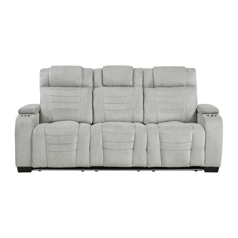 English Elm Luxury Reclining Sofa with LED Lighting USB Ports Cup Holders and Microfiber Seating B011P576463