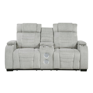 English Elm Luxury Reclining Loveseat with LED Underglow Wireless Speakers and Hidden Armrest Storage B011P576464