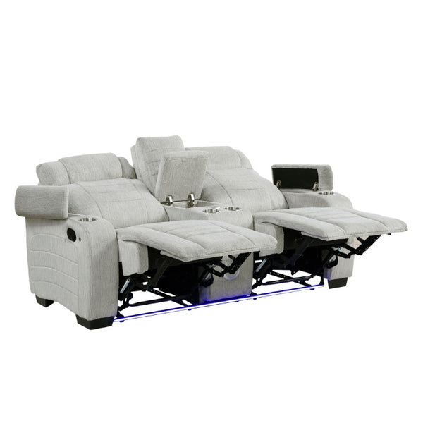English Elm Luxury Reclining Loveseat with LED Underglow Wireless Speakers and Hidden Armrest Storage B011P576464