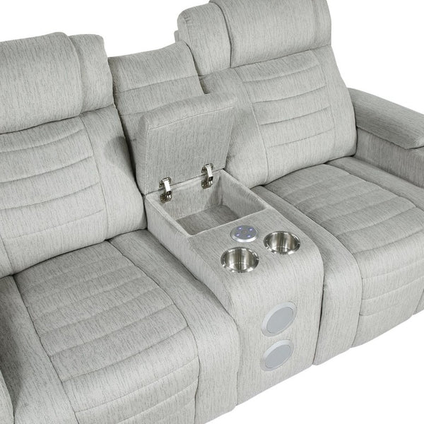 English Elm Luxury Reclining Loveseat with LED Underglow Wireless Speakers and Hidden Armrest Storage B011P576464