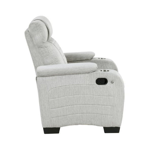 English Elm Luxury Wall Hugger Recliner with LED Base Glow Storage Arms and Microfiber Seating B011P576465