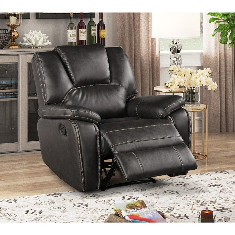 English Elm Gray Air Leather Manual Recliner with USB Port and Plush Pillow Top Armrests B011P576466