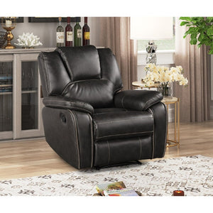 English Elm Gray Air Leather Manual Recliner with USB Port and Plush Pillow Top Armrests B011P576466