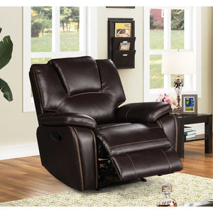 English Elm Dark Brown Air Leather Manual Recliner with USB Port and Plush Pillow Armrests B011P576467