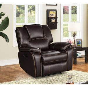 English Elm Dark Brown Air Leather Manual Recliner with USB Port and Plush Pillow Armrests B011P576467