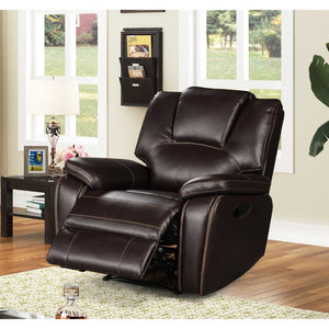 English Elm Dark Brown Air Leather Manual Recliner with USB Port and Plush Pillow Armrests B011P576467