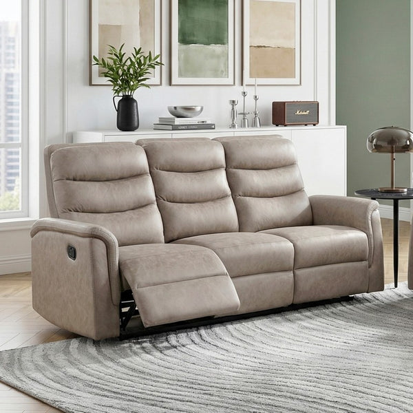 English Elm Reclining Microfiber Sofa with Wall Hugger Design Cup Holders and Pocket Coil Comfort B011P576769