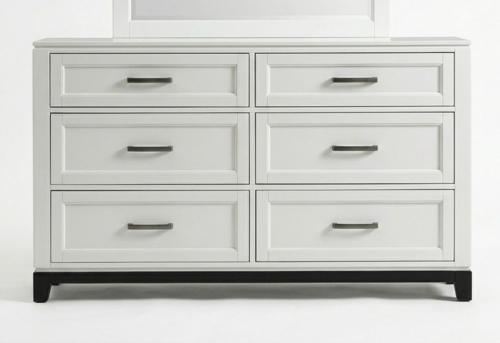 English Elm White Two-Tone Six Drawer Dresser with Felt Lined Storage for Transitional Bedrooms B011P576770