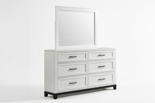 English Elm White Two-Tone Six Drawer Dresser with Felt Lined Storage for Transitional Bedrooms B011P576770