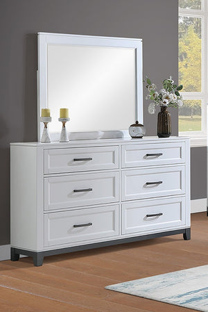 English Elm White Two-Tone Six Drawer Dresser with Felt Lined Storage for Transitional Bedrooms B011P576770