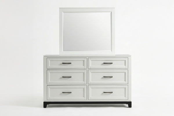 English Elm White Two-Tone Six Drawer Dresser with Felt Lined Storage for Transitional Bedrooms B011P576770