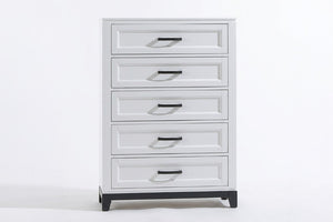 English Elm White Two-Tone Transitional Dresser with Mirror Felt-Lined Drawers Tapered Feet 5-Drawer Chest B011P576771