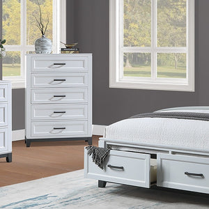 English Elm White Two-Tone Transitional Dresser with Mirror Felt-Lined Drawers Tapered Feet 5-Drawer Chest B011P576771