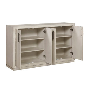 English Elm Beautiful Antique White Oak Veneer Buffet Server with Adjustable Shelves for Dining Rooms B011P577435