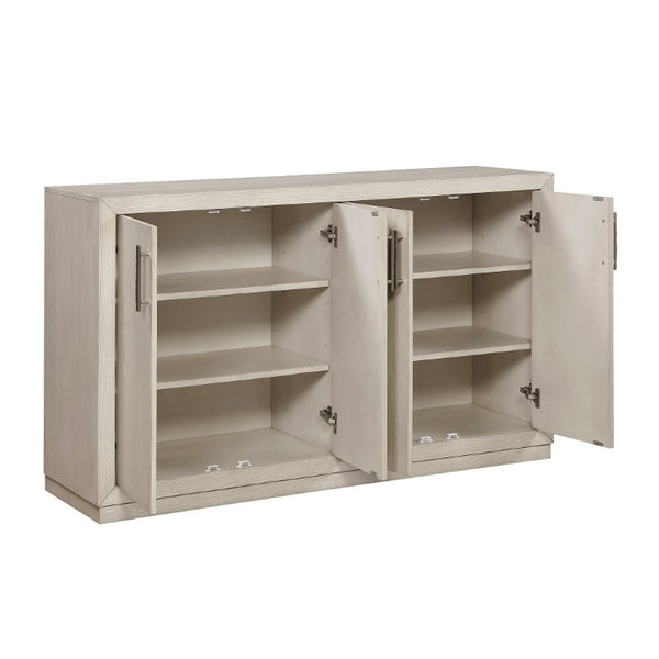 English Elm Beautiful Antique White Oak Veneer Buffet Server with Adjustable Shelves for Dining Rooms B011P577435