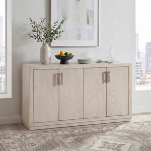 English Elm Beautiful Antique White Oak Veneer Buffet Server with Adjustable Shelves for Dining Rooms B011P577435