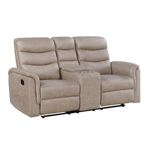 English Elm Reclining Microfiber Loveseat with Center Console Cup Holders for Home Theater Comfort B011P577436
