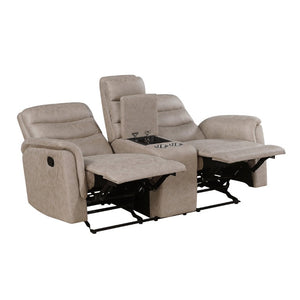 English Elm Reclining Microfiber Loveseat with Center Console Cup Holders for Home Theater Comfort B011P577436