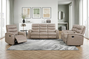 English Elm Black Air Leather Manual Recliner with USB Port and Plush Pillow Top Armrests Taupe Plywood B011P577437